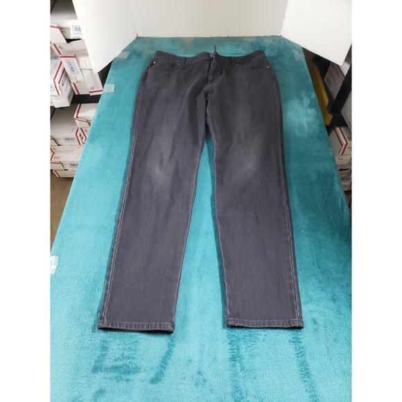 Chicos Jeans 2 US Size 12 Womens Black Stretch Pants Denim Mid Rise Straight - Picture 1 of 11